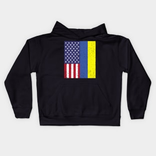 UKRAINIAN ROOTS TSHIRT | Half American Flag | UKRAINE Kids Hoodie